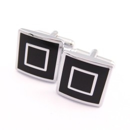 Titanium And Black Ip Plated Square Cufflinks