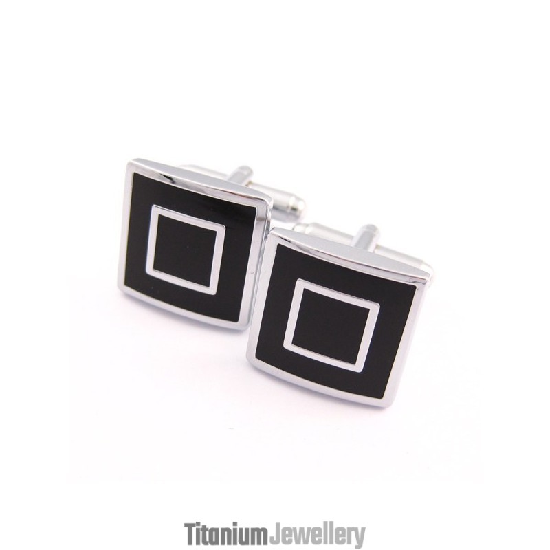 Titanium And Black Ip Plated Square Cufflinks Titanium And Black Ip Plated Square Cufflinks