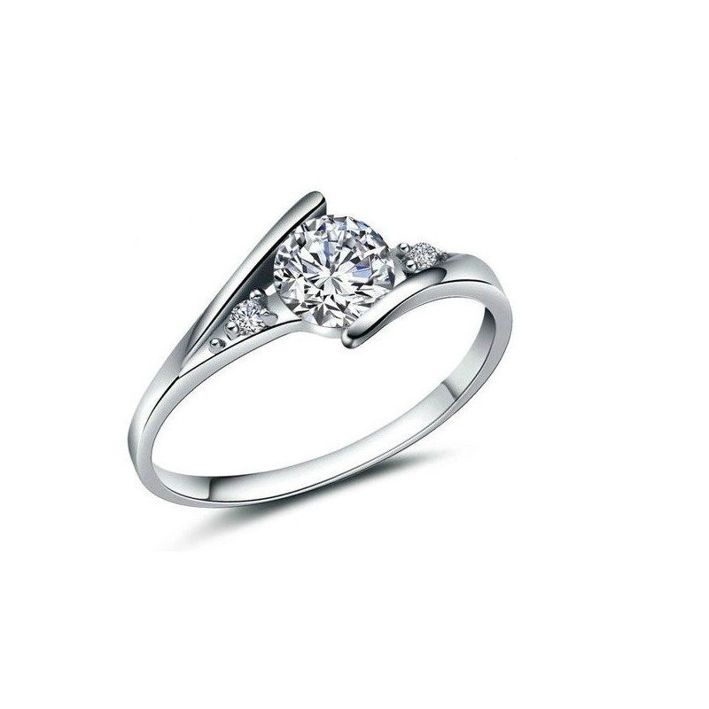 Durable In Use Female Platinum Plating Titanium Ring With Rhinestone