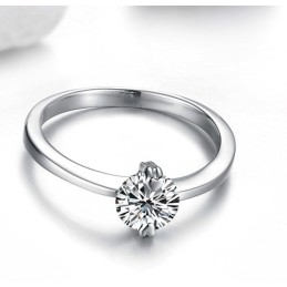Quality And Quantity Assured Female Platinum Plating Titanium Ring With Rhinestone