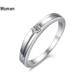 Stable Quality Platinum Plating Titanium Ring For Lovers With Rhinestone