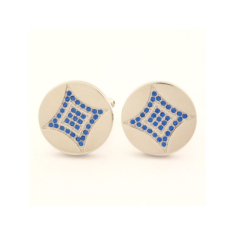 Titanium Round Cufflinks With Blue Diamonds Cufflinks Titanium Round Cufflinks With Blue Diamonds Cufflinks