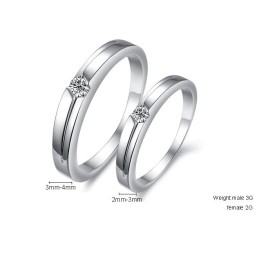 Stable Quality Platinum Plating Titanium Ring For Lovers With Rhinestone