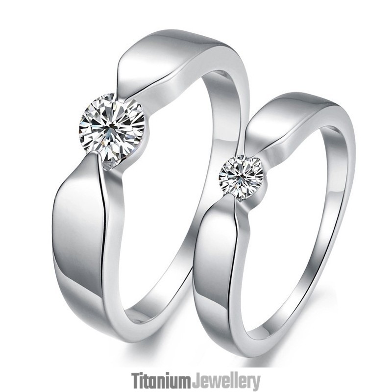 High Quality Platinum Plating Titanium Ring For Lovers With Rhinestone High Quality Platinum Plating Titanium Ring For Lovers With Rhinestone