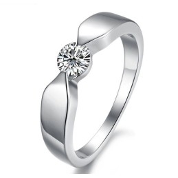 High Quality Platinum Plating Titanium Ring For Lovers With Rhinestone