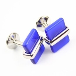 Titanium And Blue Agate Oblong Cufflinks