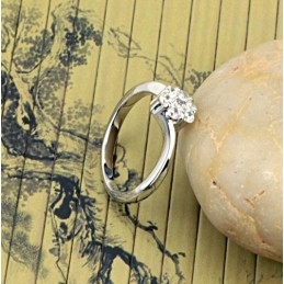 Quality And Quantity Assured Female Platinum Plating Titanium Ring With Rhinestone