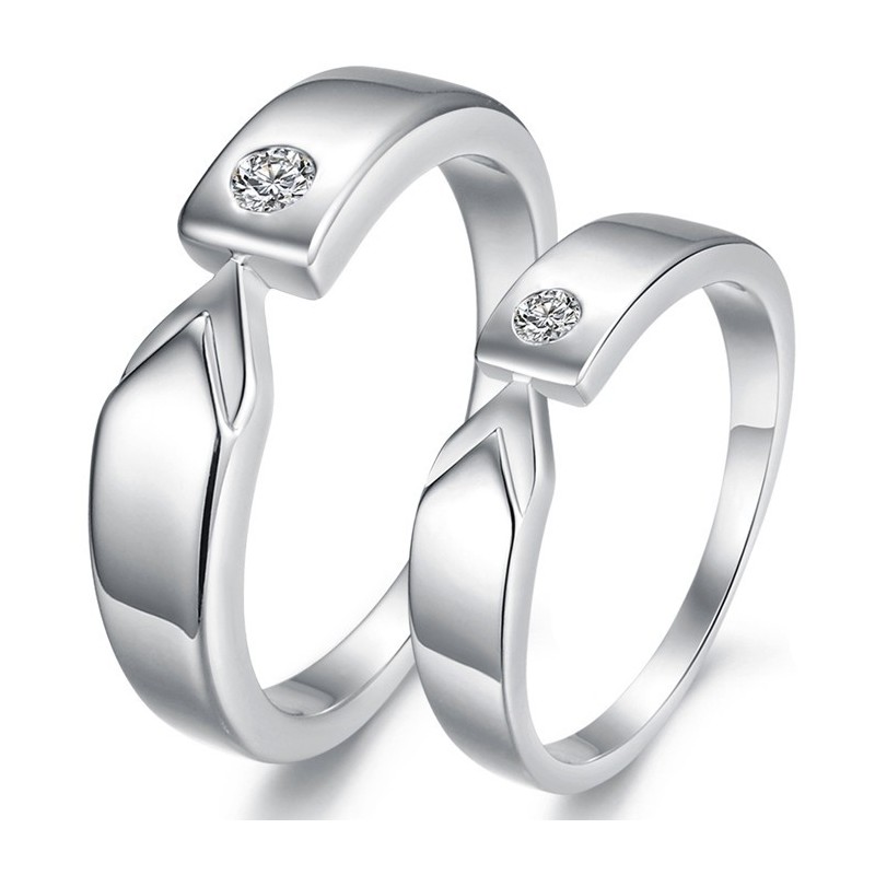 High Quality Platinum Plating Titanium Ring For Lovers With Rhinestone