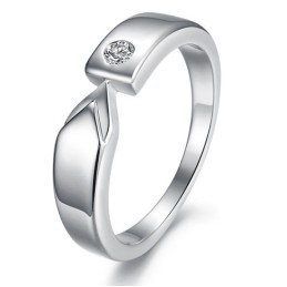 High Quality Platinum Plating Titanium Ring For Lovers With Rhinestone