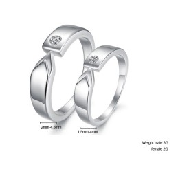 High Quality Platinum Plating Titanium Ring For Lovers With Rhinestone