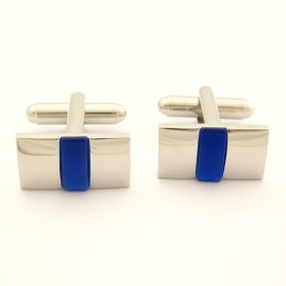 Titanium And Blue Agate Oblong Cufflinks