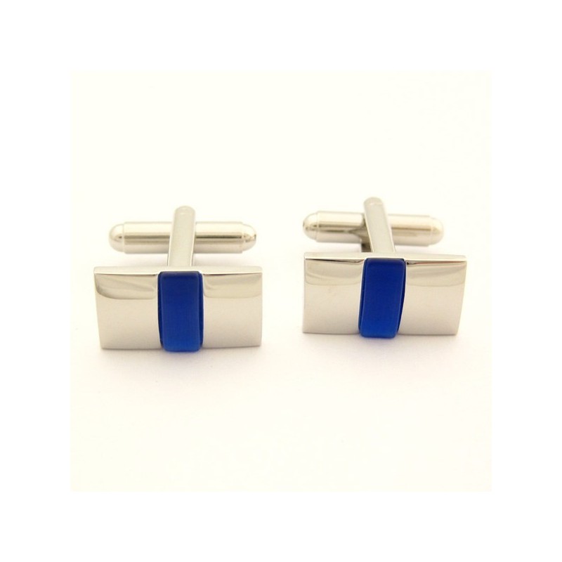 Titanium And Blue Agate Oblong Cufflinks