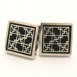 Titanium And Black Ip Plated Square Cufflinks