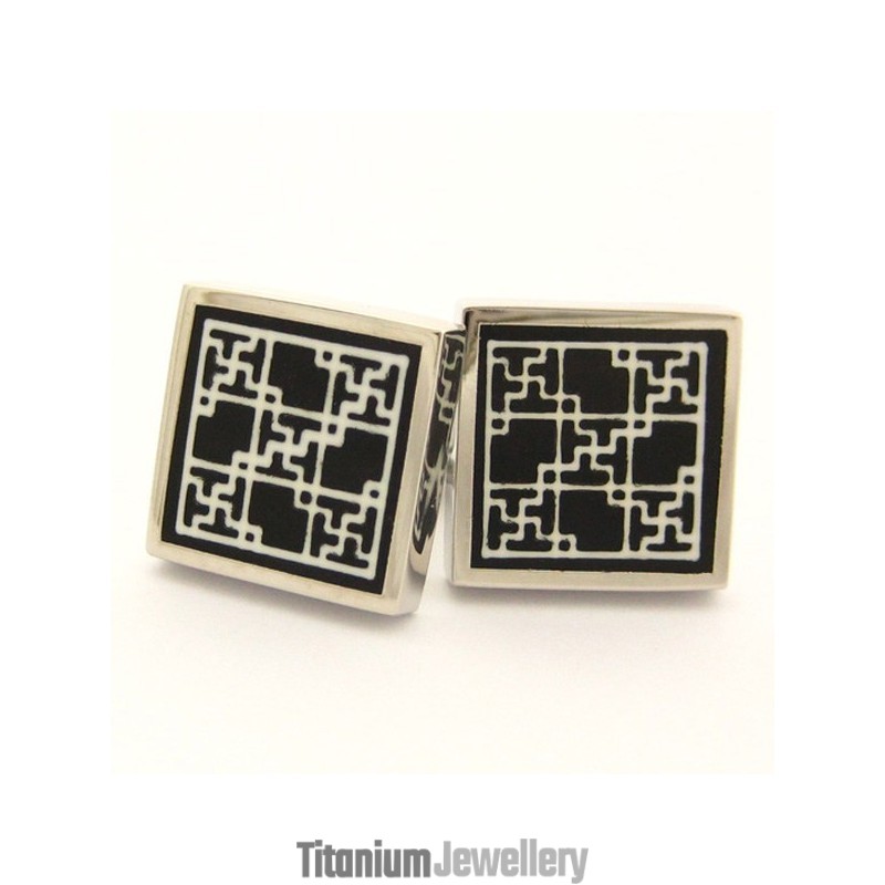 Titanium And Black Ip Plated Square Cufflinks Titanium And Black Ip Plated Square Cufflinks