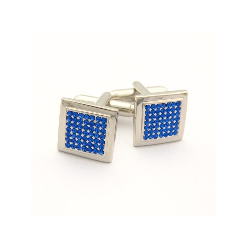 Titanium Square Cufflinks With Blue Diamonds Titanium Square Cufflinks With Blue Diamonds