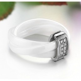 Well-Known For Its Fine Quality Tungsten Ceramic Ring With Rhinestone