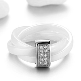 Well-Known For Its Fine Quality Tungsten Ceramic Ring With Rhinestone