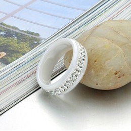 The Queen Of Quality Tungsten Ceramic Ring With Rhinestone