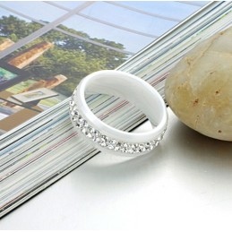 The Queen Of Quality Tungsten Ceramic Ring With Rhinestone