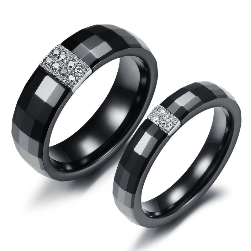 Easy To Use Rhombus Tungsten Ceramic Ring For Lovers