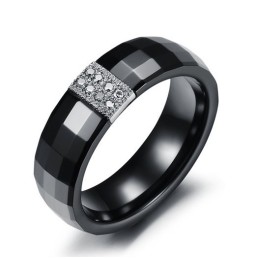 Easy To Use Rhombus Tungsten Ceramic Ring For Lovers