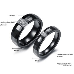 Easy To Use Rhombus Tungsten Ceramic Ring For Lovers