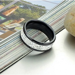Excellent Quality Black Tungsten Ceramic Ring With Rhinestone