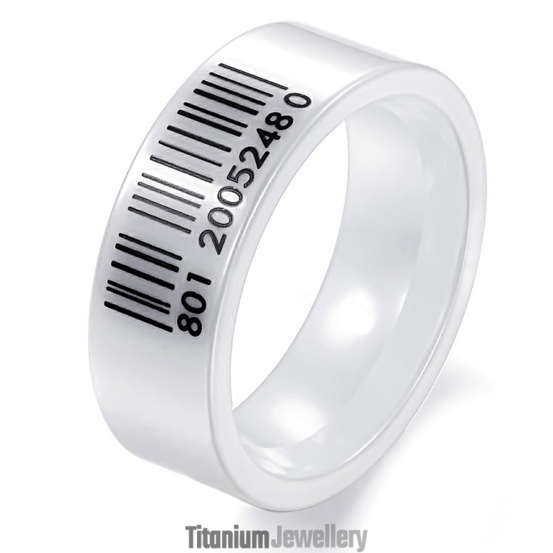 The Queen Of Quality White Bar Code Tungsten Ceramic Ring The Queen Of Quality White Bar Code Tungsten Ceramic Ring