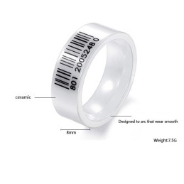 The Queen Of Quality White Bar Code Tungsten Ceramic Ring