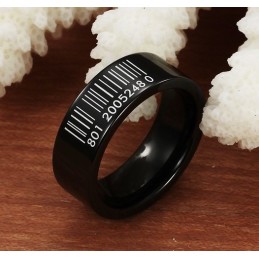 World-Wide Renown Black Bar Code Tungsten Ceramic Ring