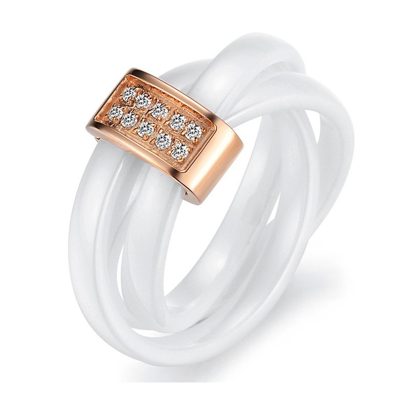 Stable Quality Tricyclic Tungsten Ceramic Ring With Rhinestone Stable Quality Tricyclic Tungsten Ceramic Ring With Rhinestone