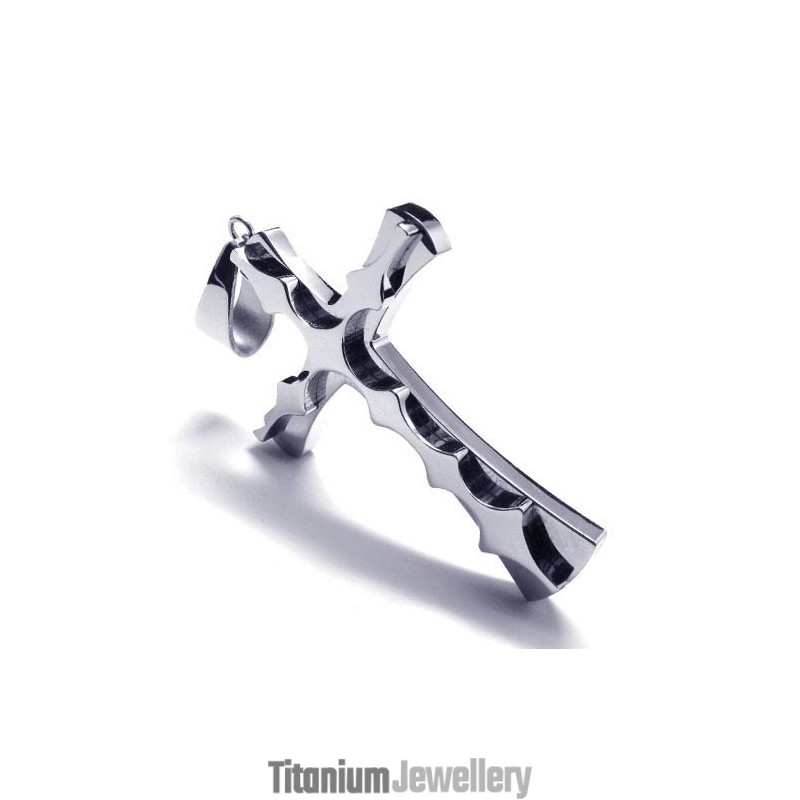 Fashion Corrugation Titanium Cross Pendant - Free Chian Fashion Corrugation Titanium Cross Pendant - Free Chian
