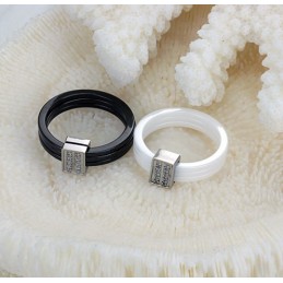 Well-Known For Its Fine Quality Tricyclic Tungsten Ceramic Ring With Rhinestone