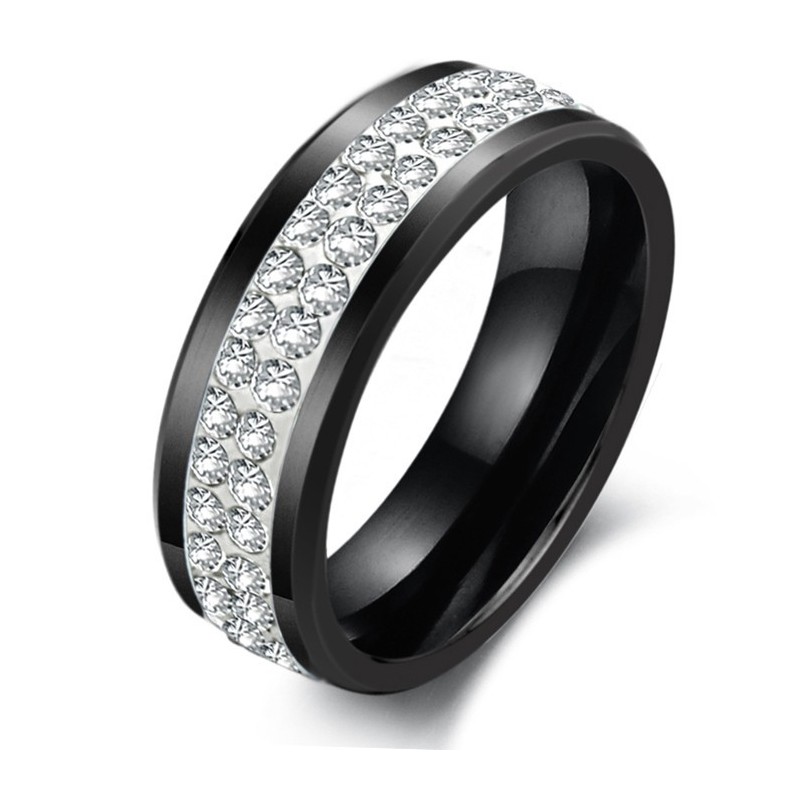 Dependable Performance Black Tungsten Ceramic Ring With Rhinestone