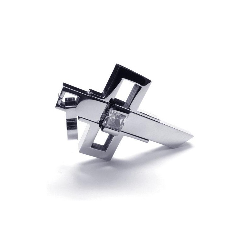 Now Style Mens Titanium Cross Pendant - Free Chian