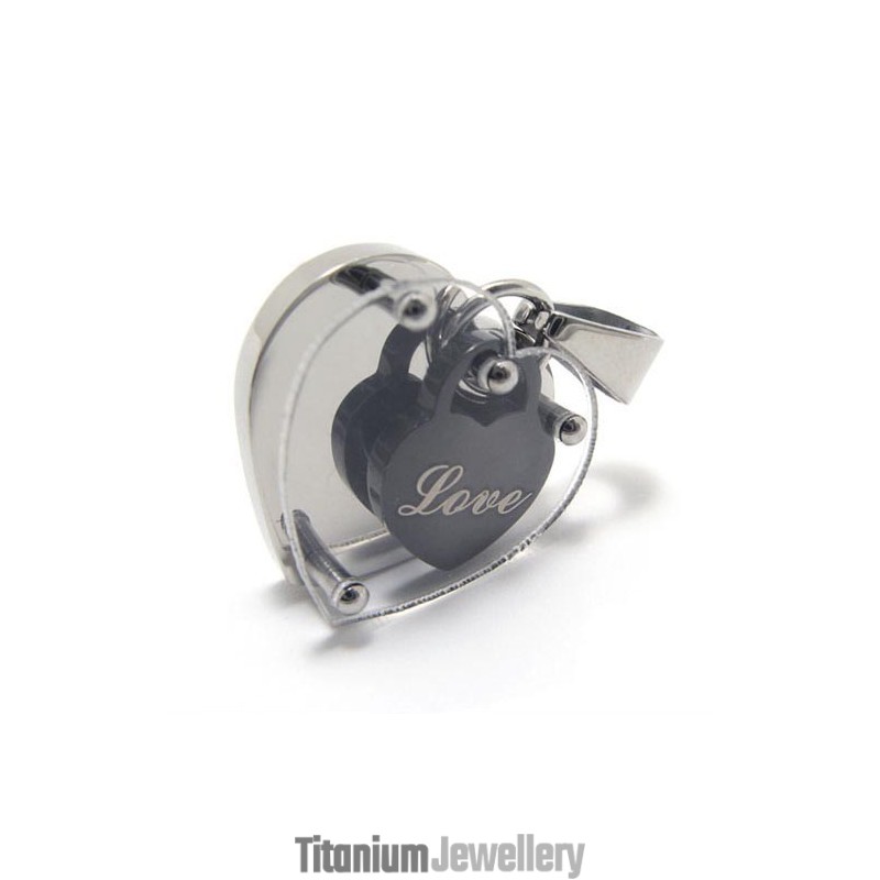 Love Heart In Heart Fashion Titanium Pendant - Free Chian Love Heart In Heart Fashion Titanium Pendant - Free Chian