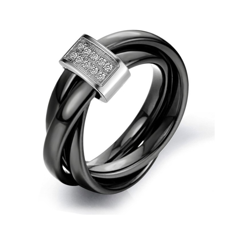 World-Wide Renown Black Tungsten Ceramic Ring With Rhinestone World-Wide Renown Black Tungsten Ceramic Ring With Rhinestone