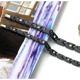 Well-Known For Its Fine Quality Black Tungsten Ceramic Bangle For Lovers With Rhinestone