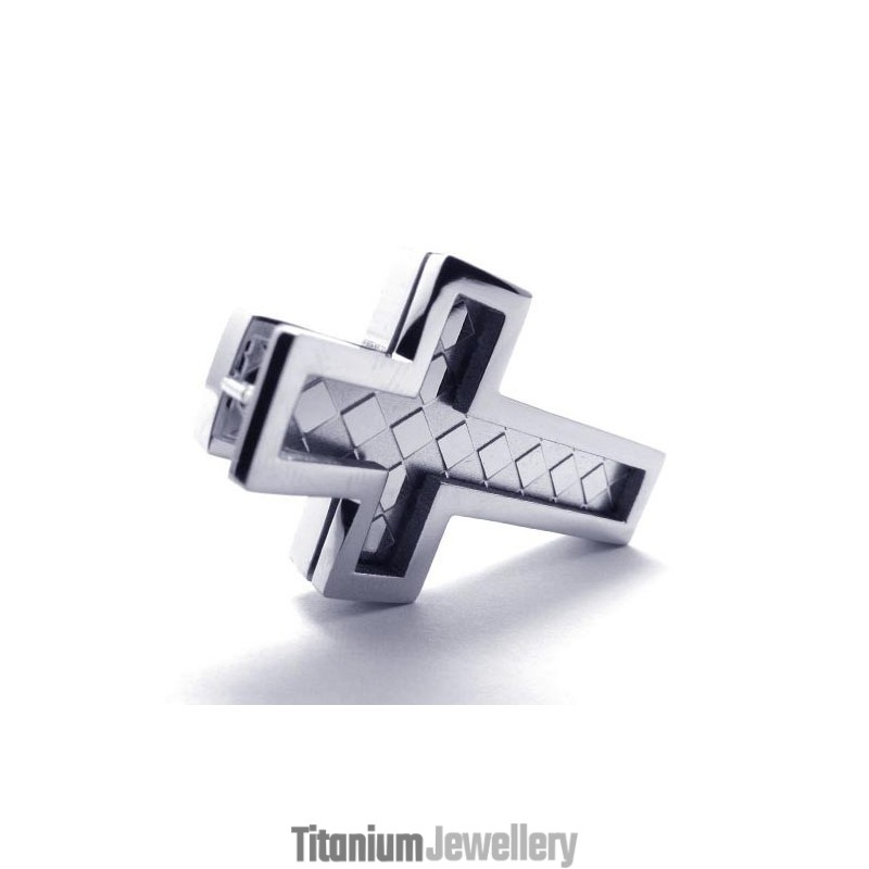 Fashion Mens Titanium Cross Pendant - Free Chian