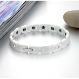 Quality And Quantity Assured White Tungsten Ceramic Bracelet With Rhinestone