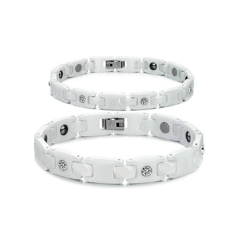 High Quality White Tungsten Ceramic Bangle For Lovers With Rhinestone