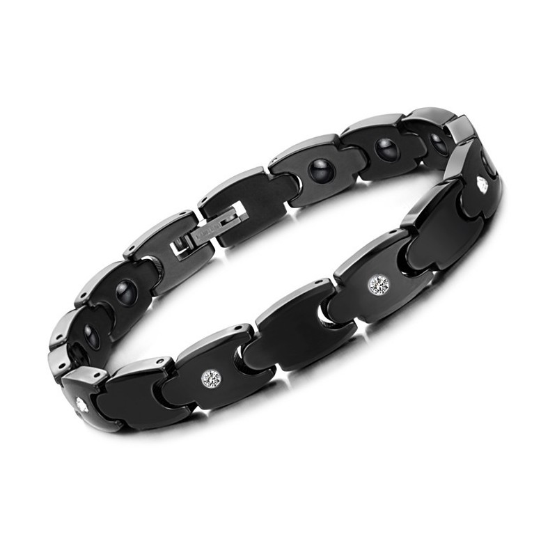 High Quality Black Tungsten Ceramic Bracelet With Rhinestone