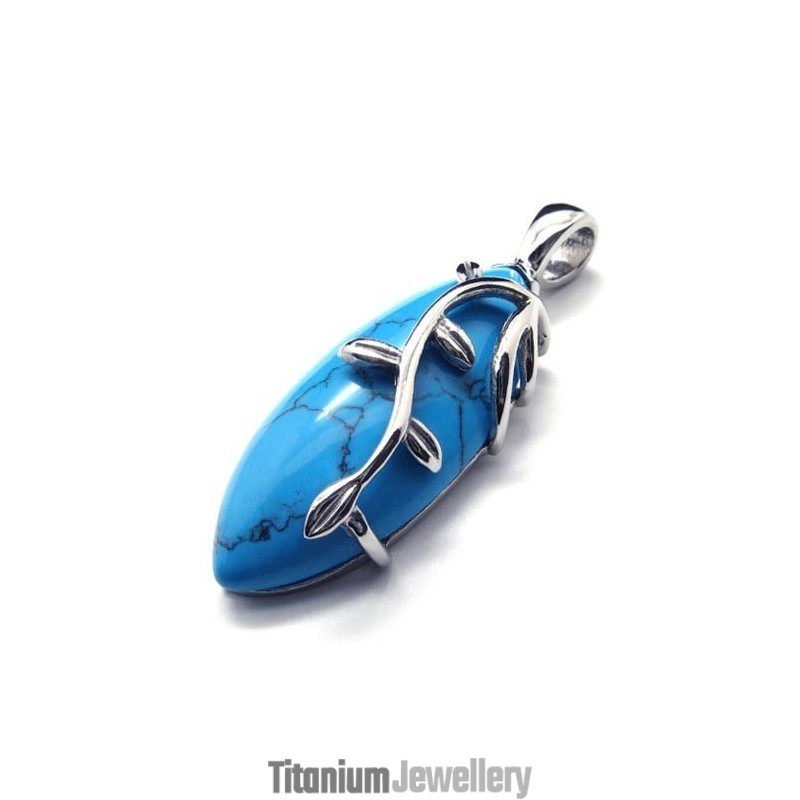 Fashion Blue Carnelian Titanium Pendant - Free Chian Fashion Blue Carnelian Titanium Pendant - Free Chian