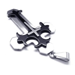 Fashion Mens Titanium Cross Pendant - Free Chian