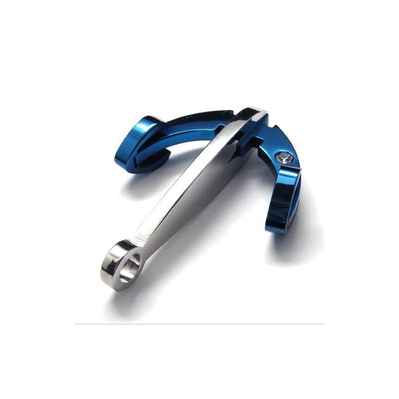 Fashion Blue Anchor Titanium Pendant - Free Chian