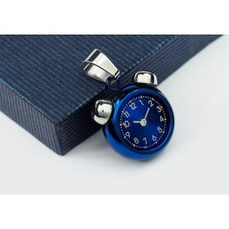 Popular Mens Blue Alarm Clock Like Titanium Pendant - Free Chain