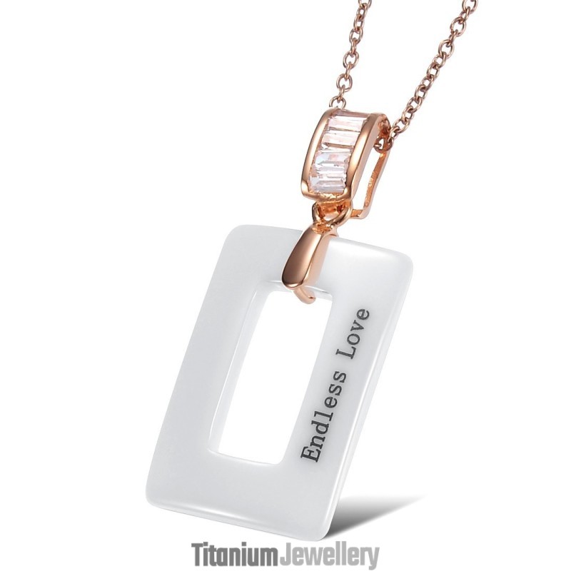 World-Wide Renown Female Square Shape Tungsten Ceramic Necklace World-Wide Renown Female Square Shape Tungsten Ceramic Necklace