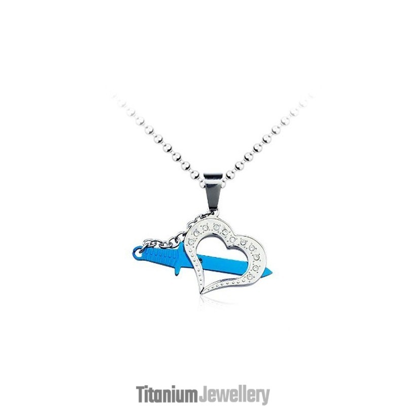Stylish Mens Blue Titanium Love Pendant - Free Chain Stylish Mens Blue Titanium Love Pendant - Free Chain