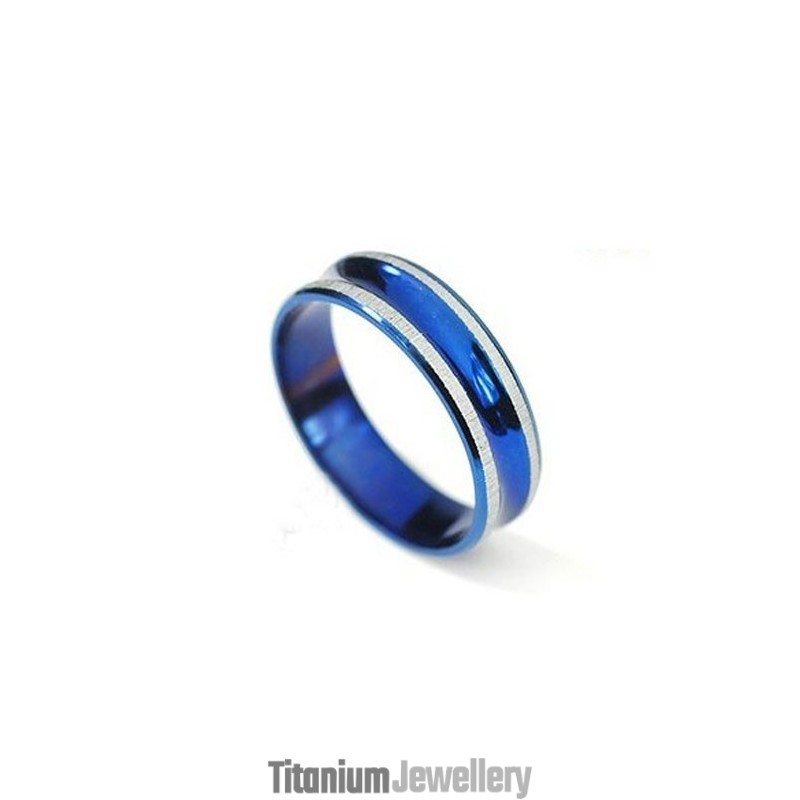 Simple Mens Blue Annular Titanium Pendant - Free Chain Simple Mens Blue Annular Titanium Pendant - Free Chain