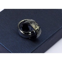 Nice Mens Black Annular Titanium Pendant - Free Chain